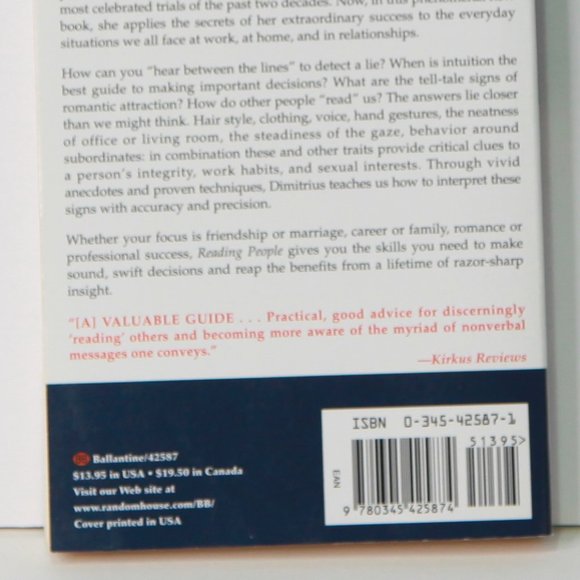 Reading People Hardcover by Jo-Ellan Dimitrius PHD & Mark Mazzarella Self-Help - Picture 5 of 5